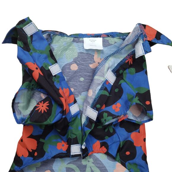 DOGGIE HAWAIIAN SHIRT BLUE BLACK ORANGE & GREEN FLORAL SIZE SMALL VELCRO CLOSURE - Picture 3 of 4